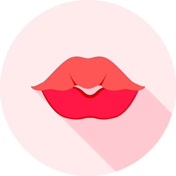 Labios Beso Lápiz Labial Icono Estilo Plano — Vector de stock