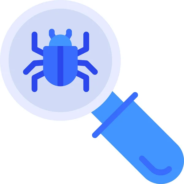 Bug Vergrootglas Malware Pictogram — Stockvector