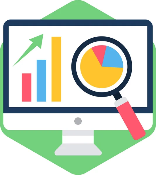 Presentatie Scherm Analytics Pictogram Platte Stijl — Stockvector