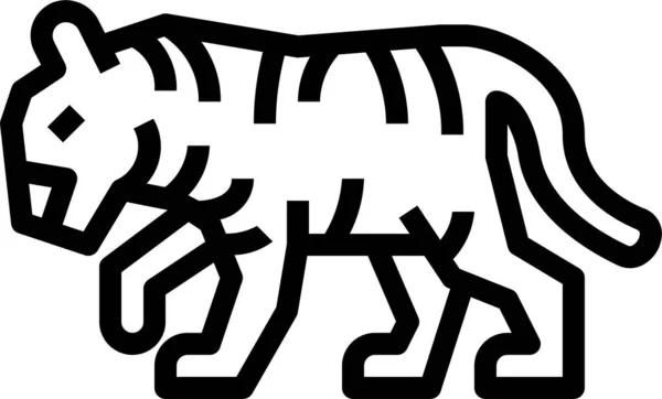 トラ哺乳動物の野生動物のアイコンをアウトラインスタイルで — ストックベクタ