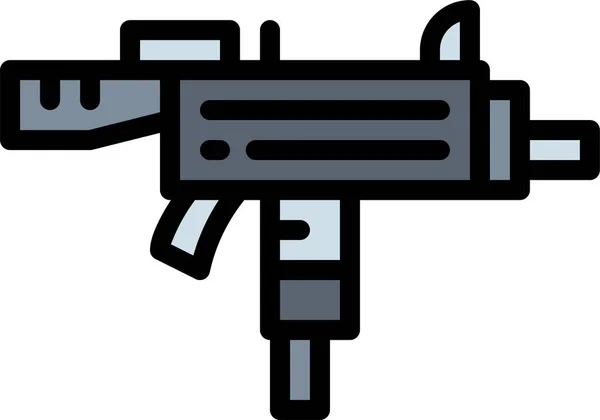 Στρατιωτικό Όπλο Εικονίδιο Μηχανή Γεμάτο Περίγραμμα Στυλ — Διανυσματικό Αρχείο