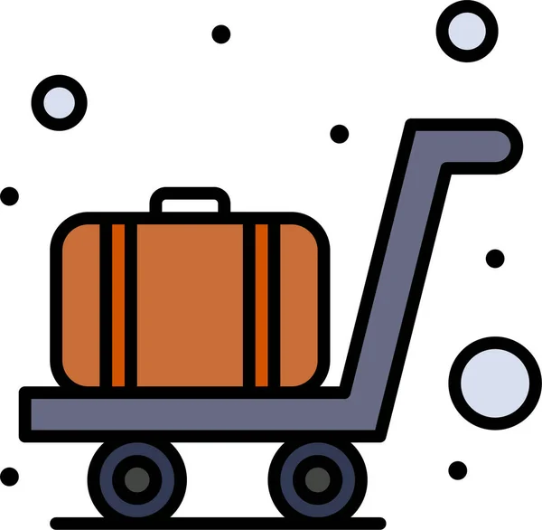Vliegveld Bagage Trolley Pictogram Gevulde Outline Stijl — Stockvector
