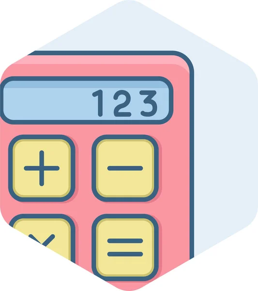 Calc Calculatrice Icône Comptabilité Dans Style Contour Rempli — Image vectorielle