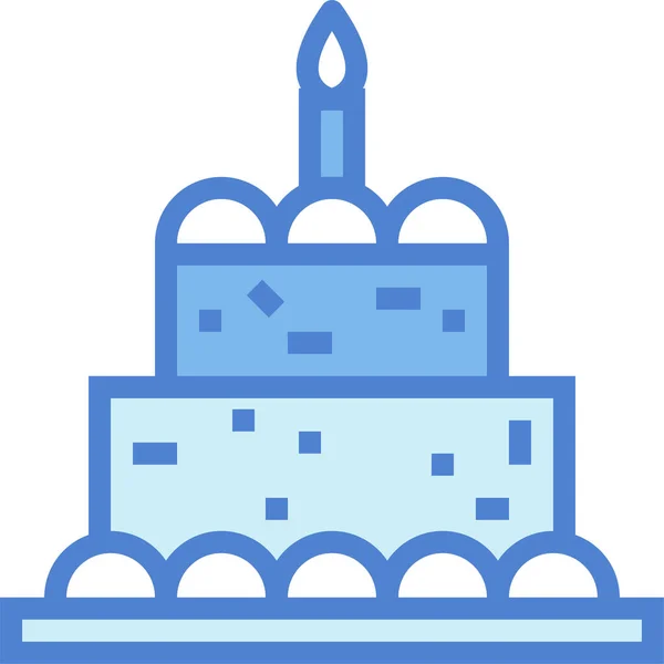 Panadería Icono Torta Cumpleaños Estilo Contorno Lleno — Vector de stock