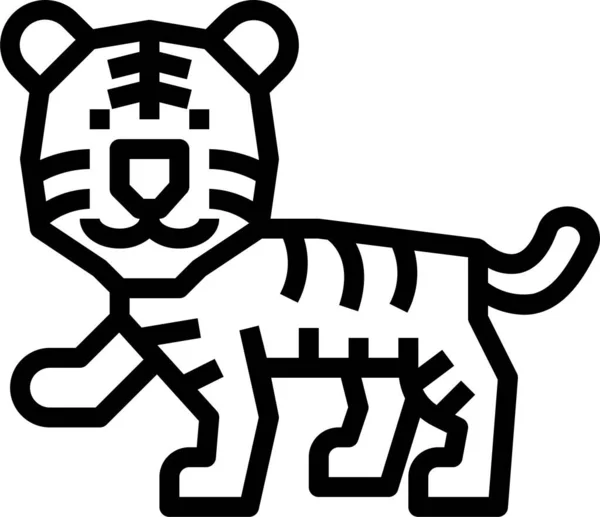 Tigre Mamífero Icono Vida Silvestre Estilo Esquema — Vector de stock