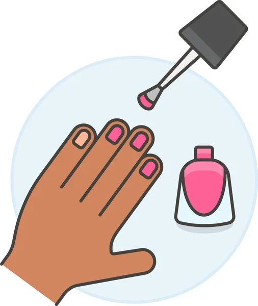 Pink Enamel Manicure Icon Hair Makeup Cosmetic Category — Stock Vector