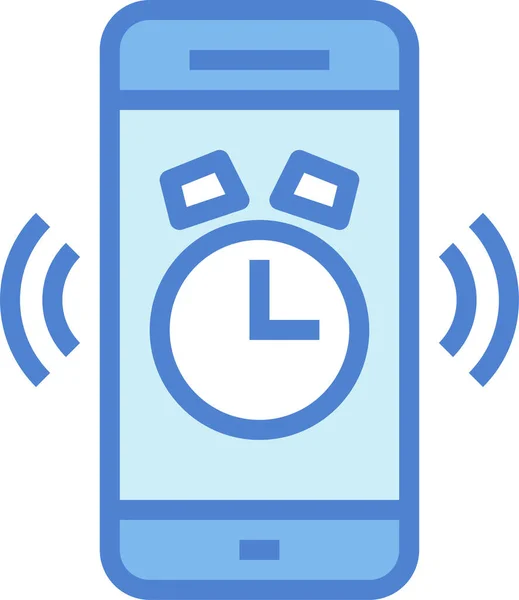 Reloj Despertador Icono Del Teléfono Inteligente Estilo Contorno Lleno — Archivo Imágenes Vectoriales