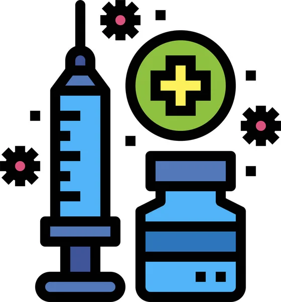Impfungen Spritze Medizinische Ikone Ausgefüllten Umriss Stil — Stockvektor
