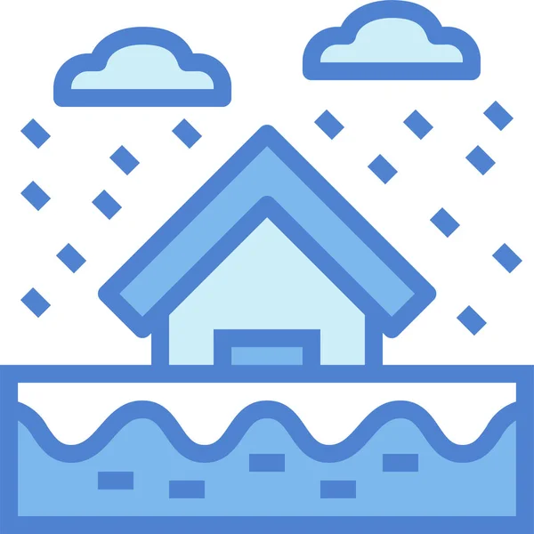 Flood House Inundation Icon Filled Outline Style — ストックベクタ