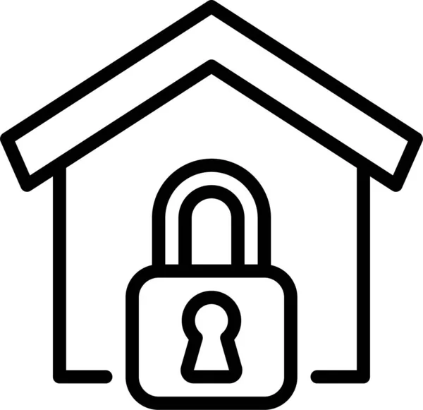 Σπίτι Κλειδωμένο Εικονίδιο Ιδιοκτησίας Στυλ Περίγραμμα — Διανυσματικό Αρχείο
