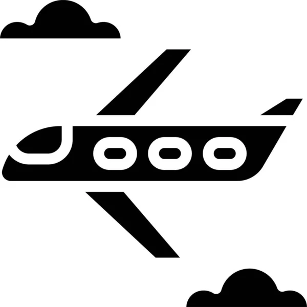 Vliegtuig Vervoer Pictogram Massieve Stijl — Stockvector