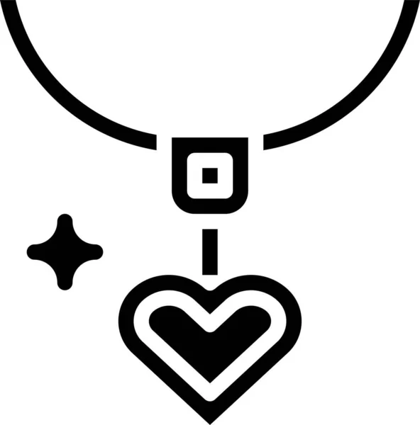 Jewel Love Necklace Icon Solid Style — Stock Vector