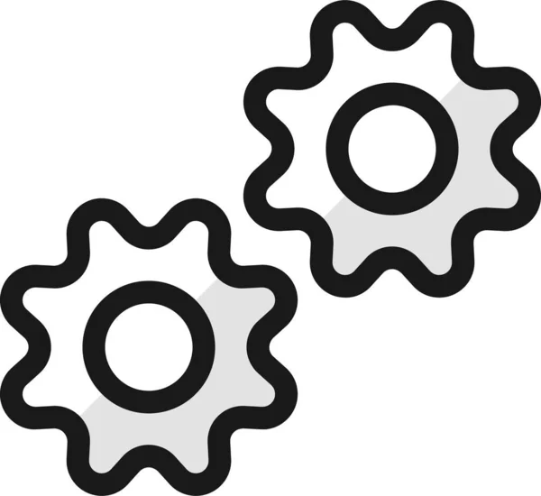 Double Cog Filled Outline Icon Filled Outline Style — Stock Vector