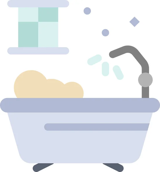 Fürdőszoba Zuhany Víz Ikon Lapos Stílusban — Stock Vector