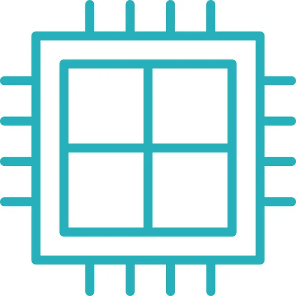 Icône Circuit Puce Processeur Dans Style Contour — Image vectorielle
