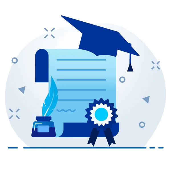 Eğitim Okul Öğrenim Kategorisinde Sertifika Diploması Eğitim Ikonu — Stok Vektör