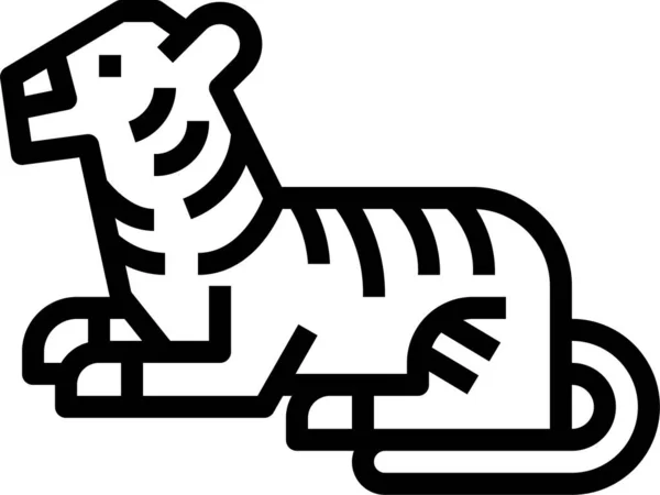 トラ哺乳動物の野生動物のアイコンをアウトラインスタイルで — ストックベクタ