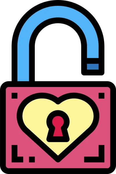 Heart Love Padlock Icon Filled Outline Style — Stock Vector