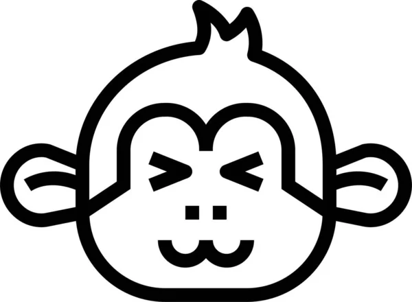 Małpa Zwierzę Ssak Ikona Zarys Styl — Wektor stockowy