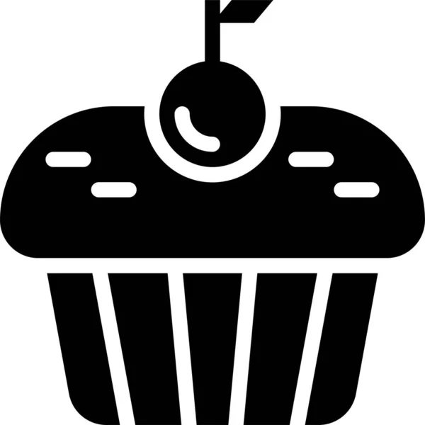 Backkuchen Cupcake Ikone Soliden Stil — Stockvektor