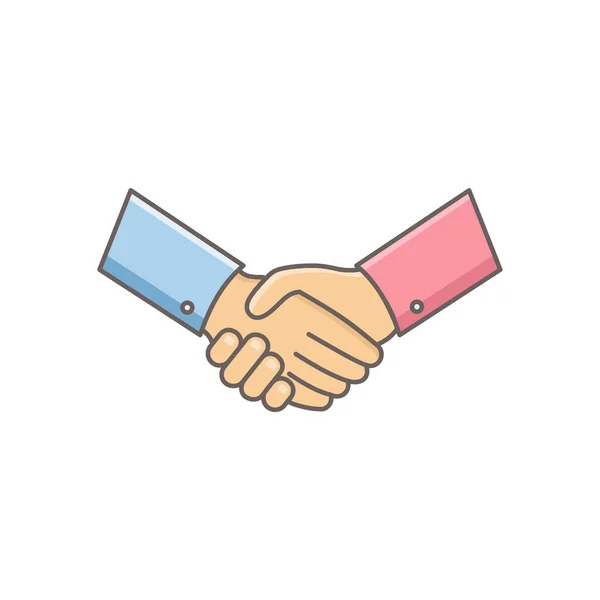 Handshake Accordo Business Icon Pieno Stile Contorno — Vettoriale Stock