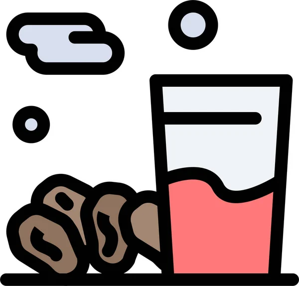 Drinken Voedsel Iftar Pictogram Gevulde Outline Stijl — Stockvector