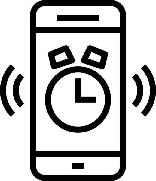 Ikon Telepon Pintar Jam Alarm Dalam Gaya Outline - Stok Vektor