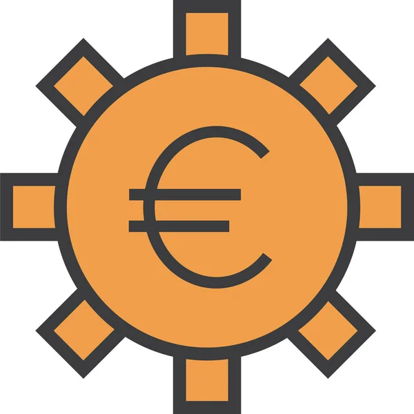 Negocio Bancario Icono Del Euro Estilo Esquema Lleno — Vector de stock