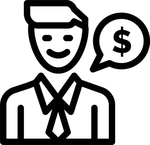 Dollar Job Man Icon Outline Style — Stock Vector