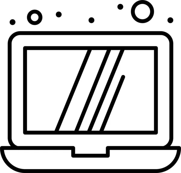 Computer Laptop Technologie Pictogram Grote Lijnen Stijl — Stockvector