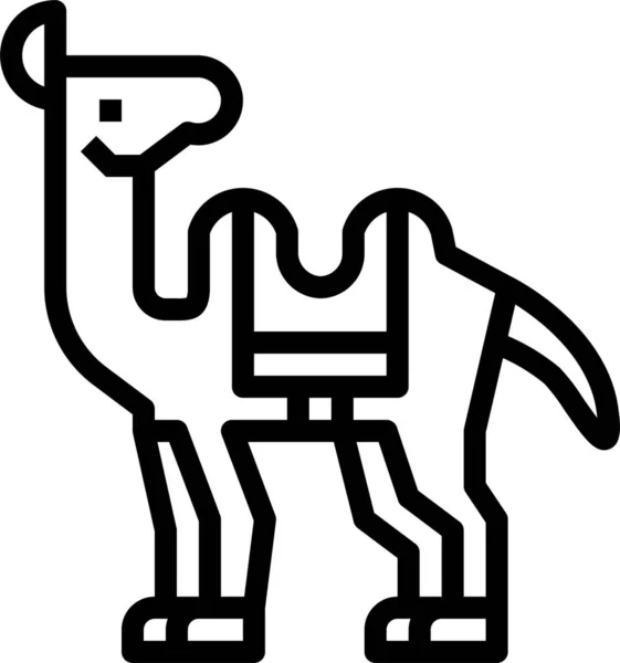 Kameel Dierentuin Dier Pictogram Omtrek Stijl — Stockvector