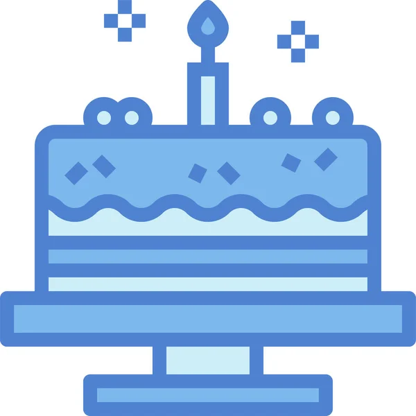 Icono Comida Pastel Cumpleaños Estilo Contorno Lleno — Vector de stock