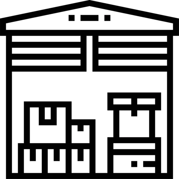 Boîte Bâtiments Icône Stockage Dans Style Contour — Image vectorielle