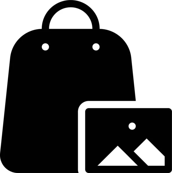 Bolso Comprar Icono Cámara Estilo Sólido — Vector de stock