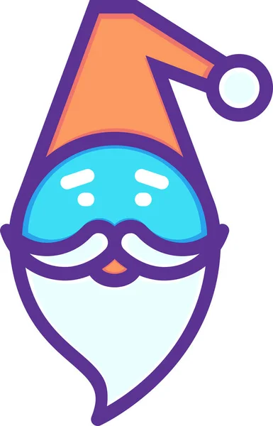 Gorra Barba Icono Navidad Estilo Contorno Lleno — Vector de stock