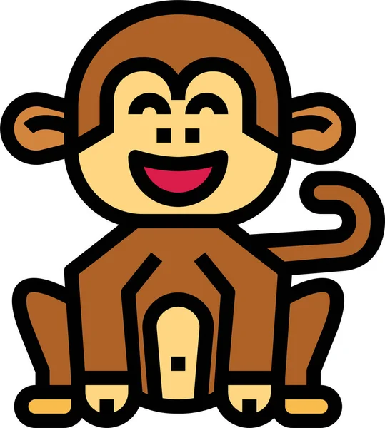Monkey Animal Mammal Icon Filled Outline Style — Stock Vector