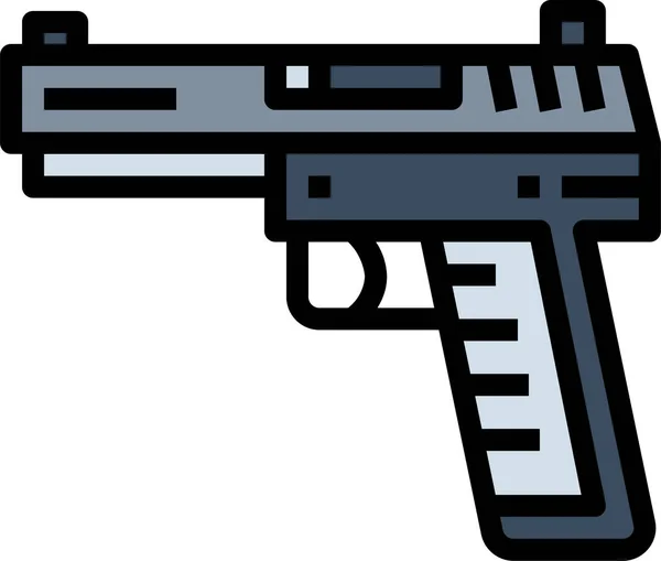 銃拳銃のアイコンをフルアウトライン形式で表示 — ストックベクタ