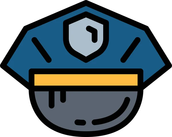 Chapeau Costume Icône Police Dans Style Contour Rempli — Image vectorielle