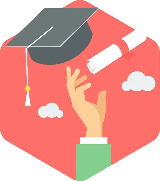 Icône Diplôme Certificat Graduation Dans Style Plat — Image vectorielle