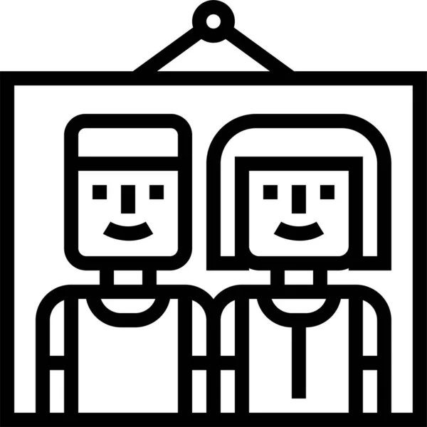 Icône Image Couple Personnes Dans Style Contour — Image vectorielle