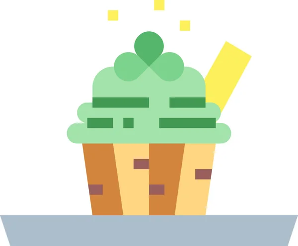 Pastel Cupcake Postre Icono Estilo Plano — Vector de stock