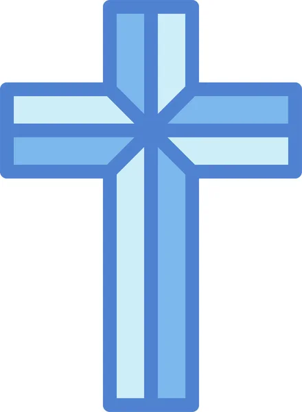 Cross Christianity Icono Religión Estilo Esquema Lleno — Archivo Imágenes Vectoriales