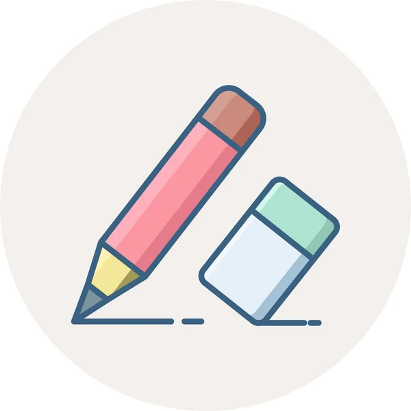 Gomme Crayon Dessiner Icône Dans Style Contour Rempli — Image vectorielle