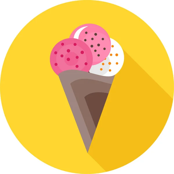 锥形奶油甜点图标 扁平风格 — 图库矢量图片