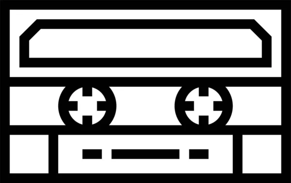 Icono Música Multimedia Cassette Estilo Esquema — Vector de stock