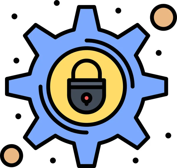 Crime Cyber Lock Icon Filled Outline Style — Stock Vector