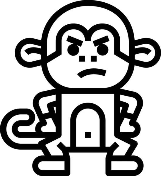 Monkey Animal Mammal Icon Outline Style — Stock Vector