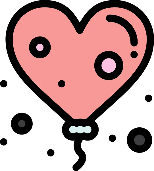 Balloon Heart Love Icon Filled Outline Style — Stock Vector