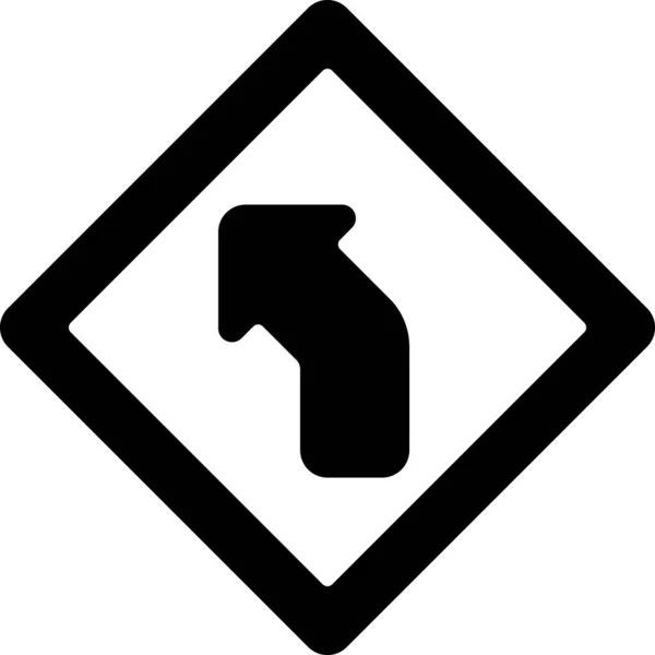 Дорожный Знак Правый Значок Твердом Стиле — стоковый вектор