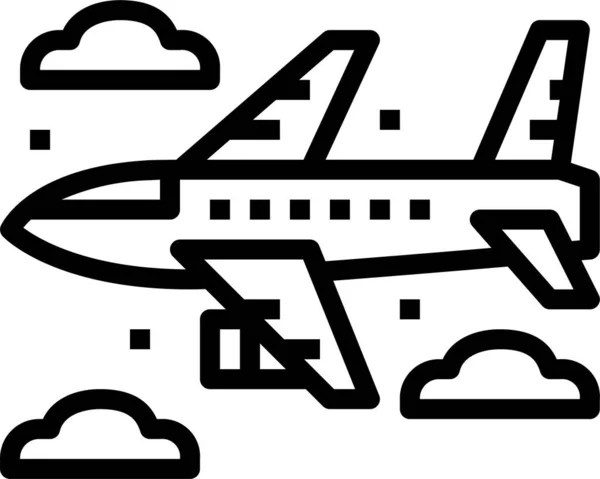 Vliegtuig Luchthaven Vliegen Pictogram Omtrek Stijl — Stockvector